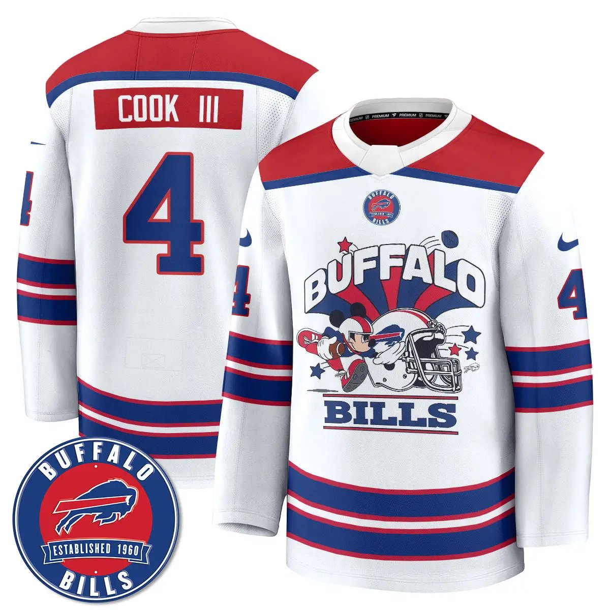 BUF x Cartoon Mouse Edition Hockey Jersey - Printed by Buffalo Bills