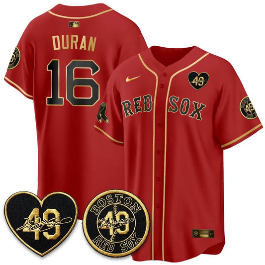 BOS Tim Wakefield Memorial Patch Red Gold Edition - Stitched (2) by Boston Red Sox
