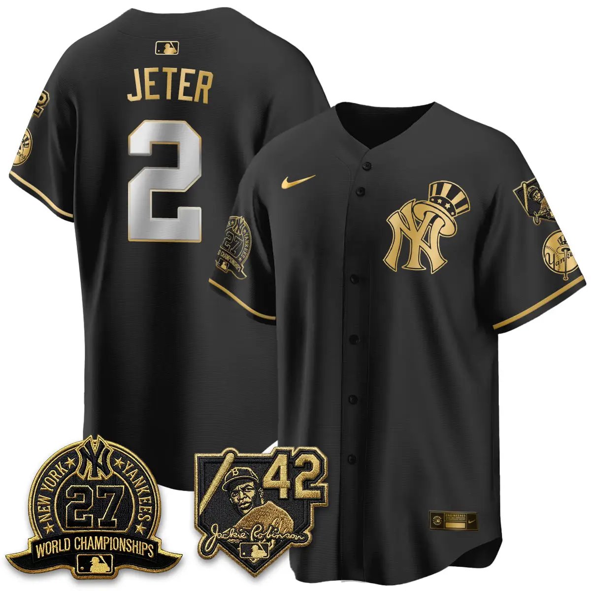 New York Yankees 2026 Jackie Robinson Day Vapor Limited Gold Edition Jersey - All Stitched - V2 by New York Yankees