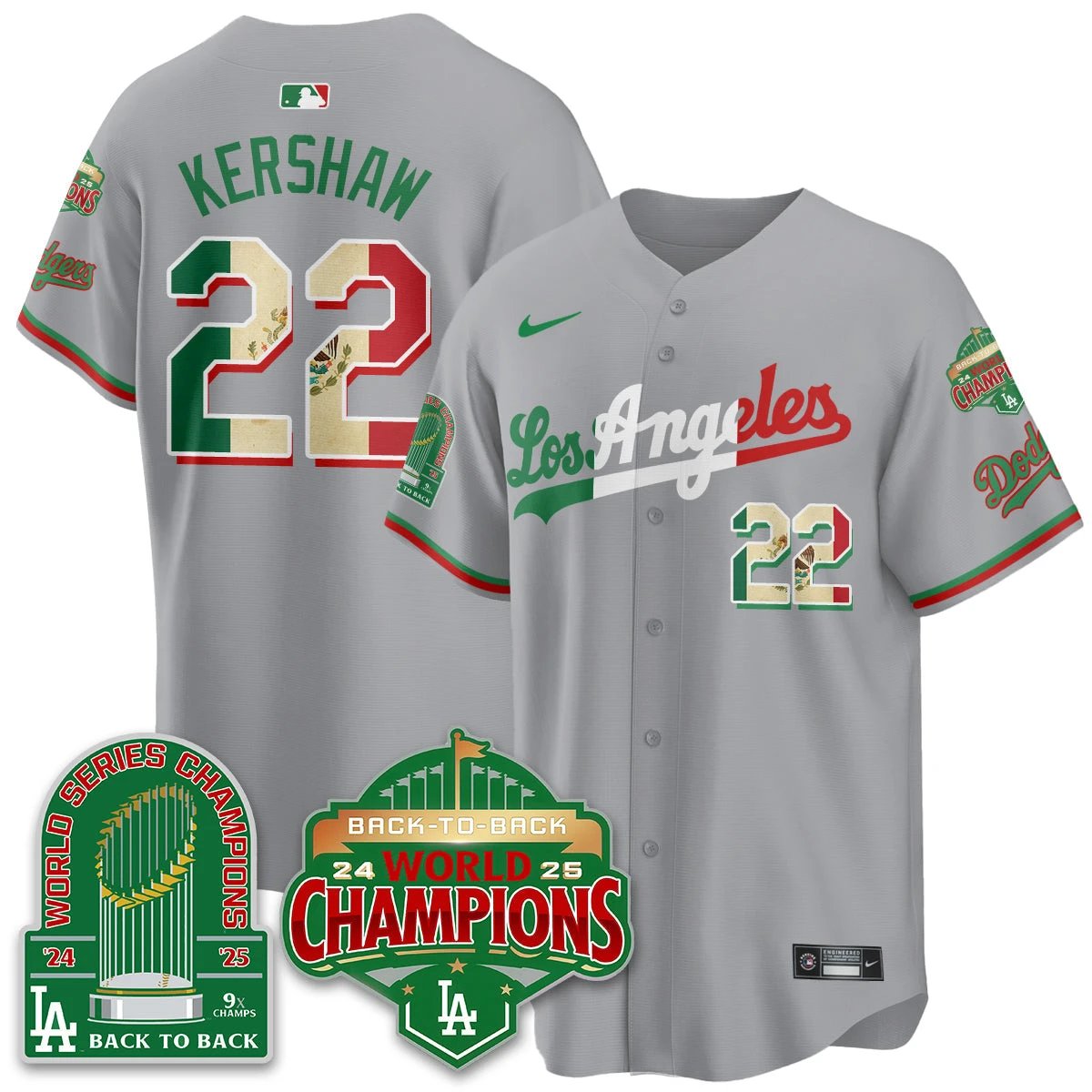 LAD Mexico Vapor Limited Jersey - 9x & B2B Champs - All Stitched by Los Angeles Dodgers