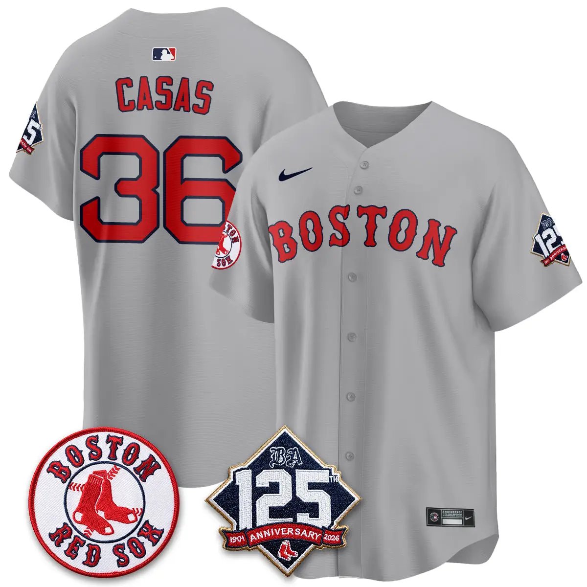 Boston Red Sox 125th Anniversary Patch Vapor Jersey - Stitched by Boston Red Sox