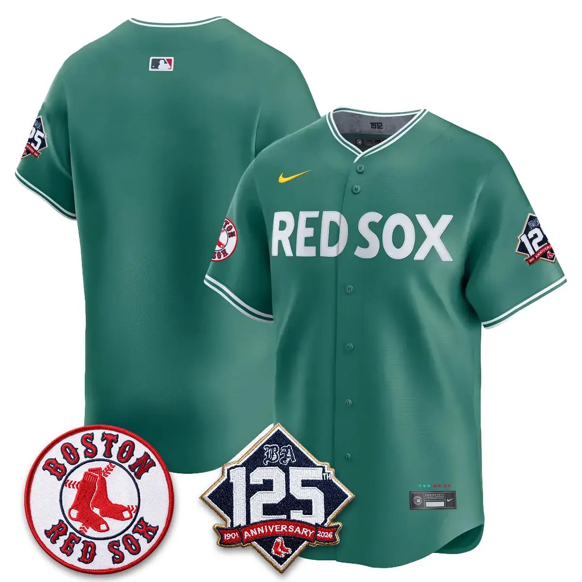 Boston Red Sox 125th Anniversary Patch Vapor Jersey - Stitched by Boston Red Sox