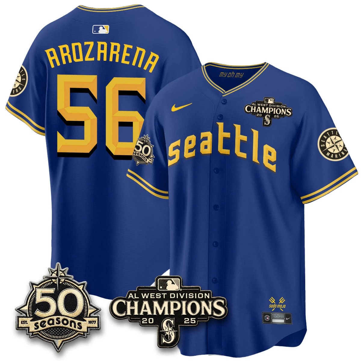 Seattle Mariners Vapor Premier Limited Jersey - 50th Anniversary & AL West Division Champions - Steelheads Community Funds - All Stitched by Seattle Mariners