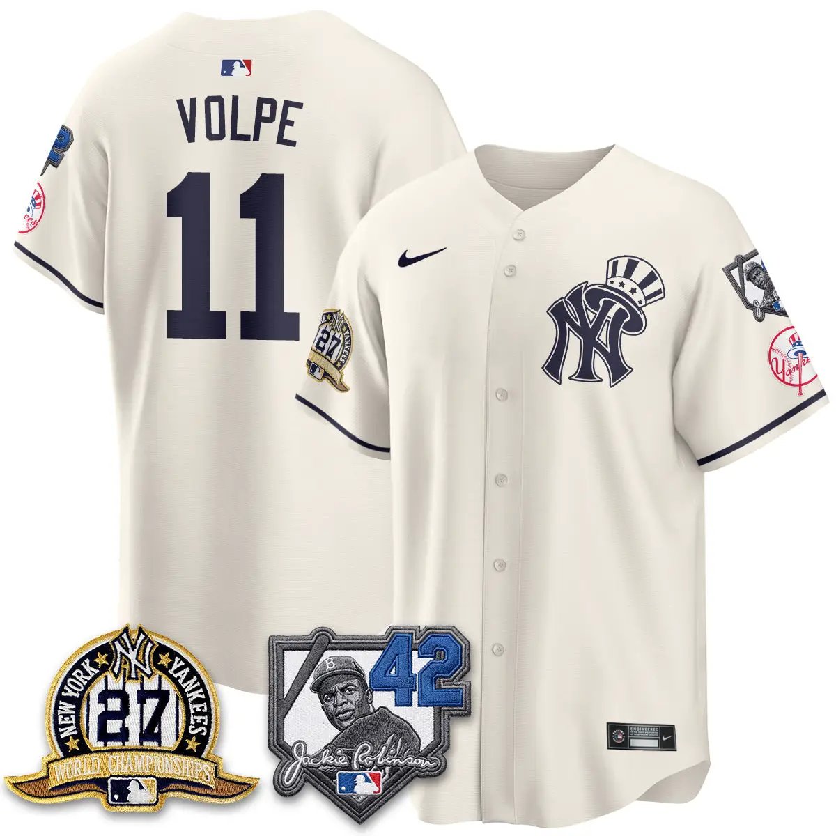 New York Yankees 2026 Jackie Robinson Day Vapor Limited Gold Edition Jersey - All Stitched - V2 by New York Yankees