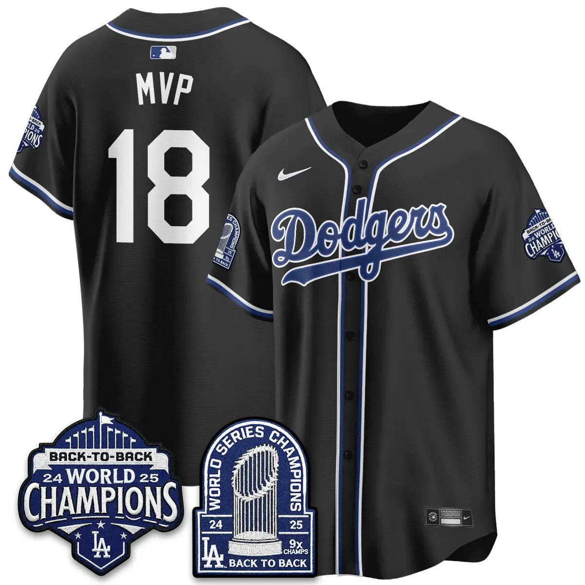 LAD 2026 Black Out Style Vapor Limited Jersey - B2B Champs - All Stitched by Los Angeles Dodgers