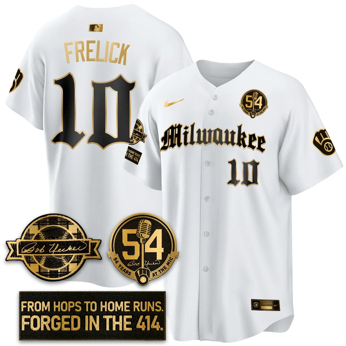 MIL Bob Uecker Patch Vapor Premier Limited Jersey - Gothic Edition - All Stitched by Milwaukee Brewers