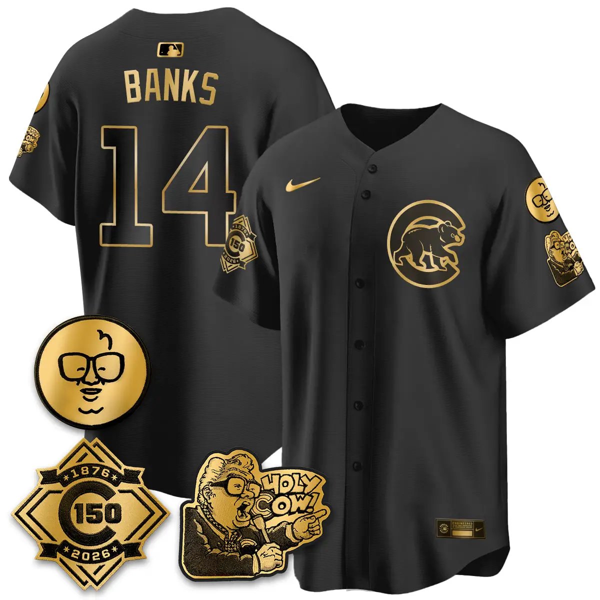 CHC 150th Anniversary Harry Caray Holy Cow Vapor Premier Limited Jersey - All Stitched V3 by Chicago Cubs
