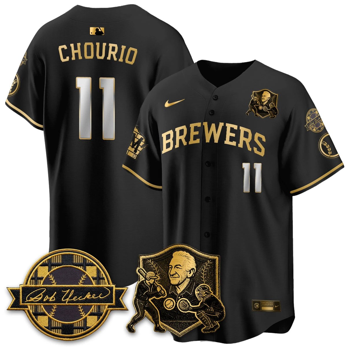 MIL Bob Uecker - 54 Seasons for Brewers' Vapor Limited Gold Jersey - All Stitched by Milwaukee Brewers