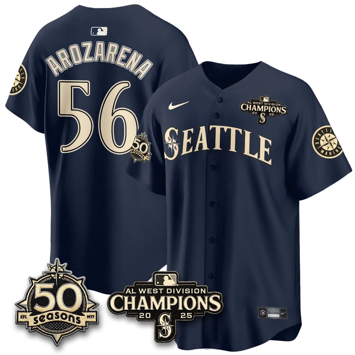 Seattle Mariners Vapor Premier Limited Jersey - 50th Anniversary & AL West Division Champions - Steelheads Community Funds - All Stitched by Seattle Mariners