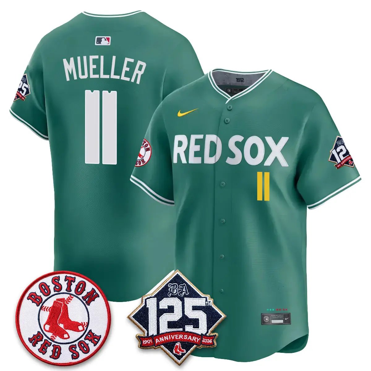 Boston Red Sox 125th Anniversary Patch Vapor Jersey - Stitched by Boston Red Sox