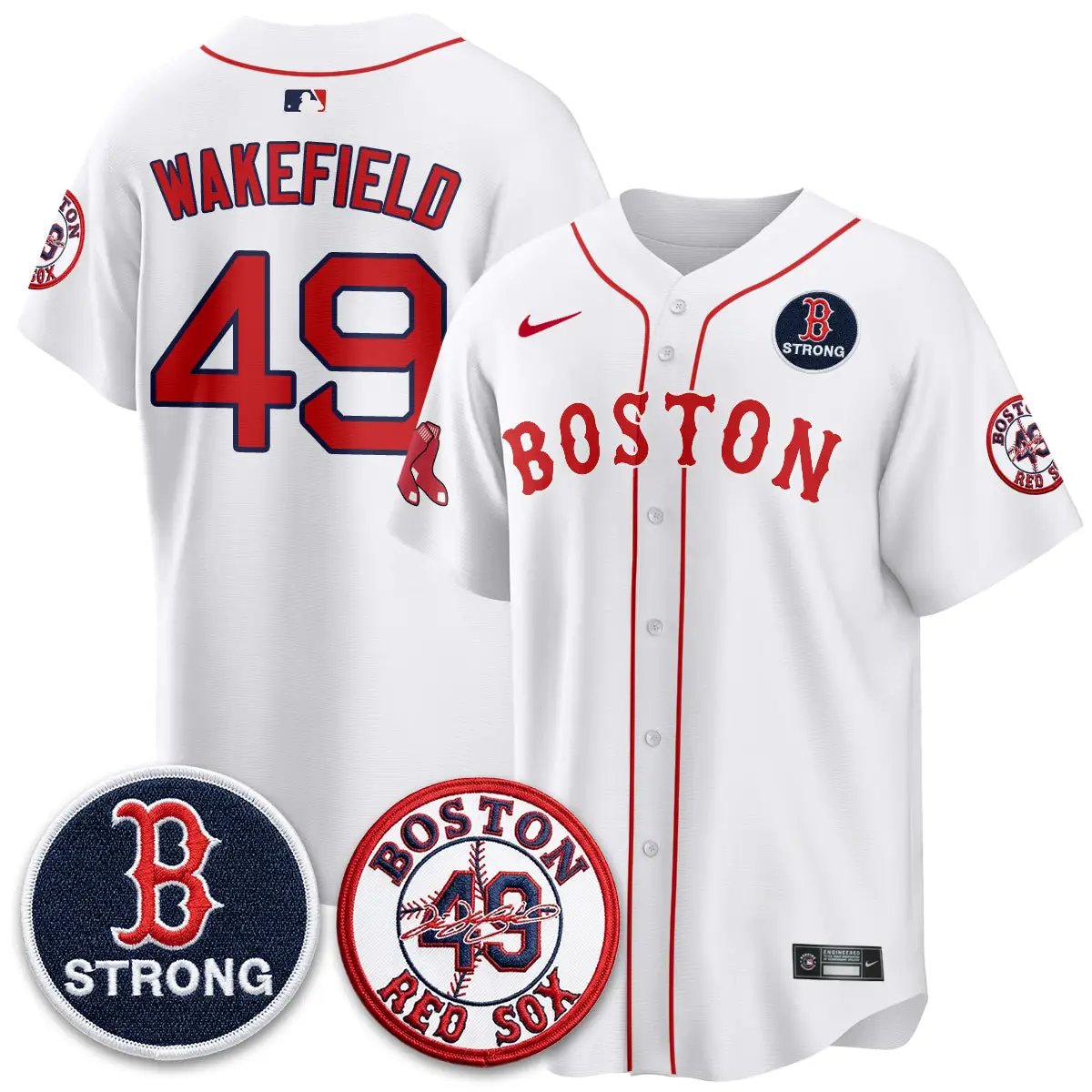 BOS Tim Wakefield Memorial Patch Vaper Premier Limited Jersey - All Stitched V2 by Boston Red Sox