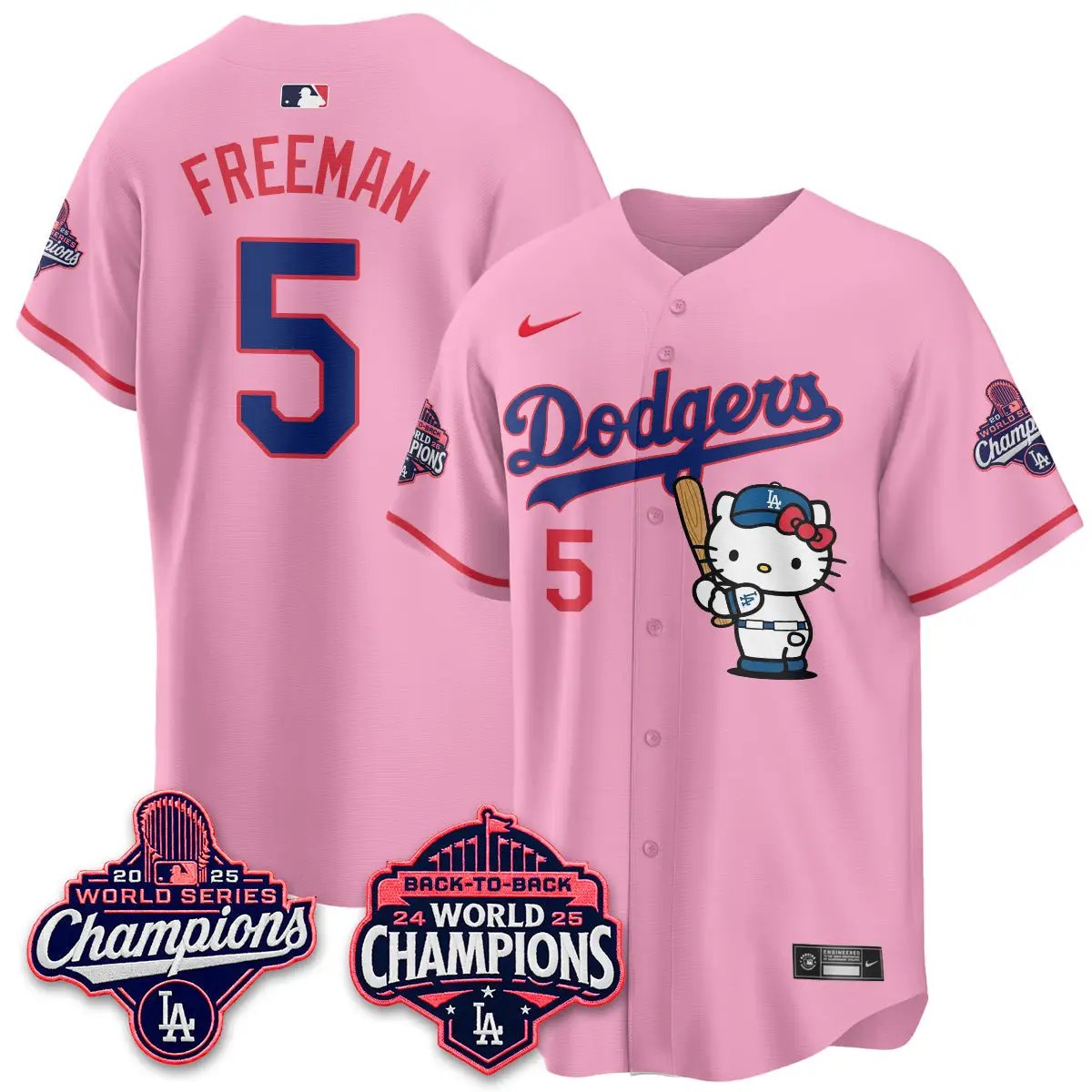 LAD x Hello Kitty Night 2026 Vapor White Jersey - All Stitched by Los Angeles Dodgers