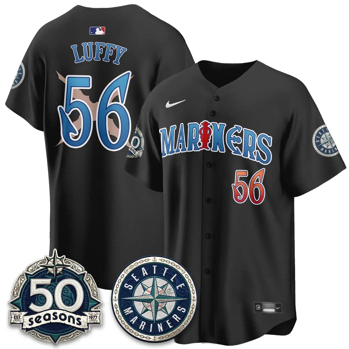Seattle Mariners x Japanese Cartoon Vapor Limited Jersey - Stitched by Seattle Mariners