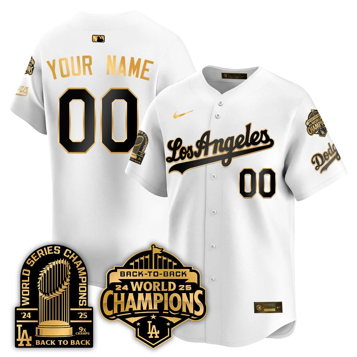 CUSTOM LAD Gold Collection Vapor Limited Jersey - 9x & B2B Champs - All Stitched by Los Angeles Dodgers
