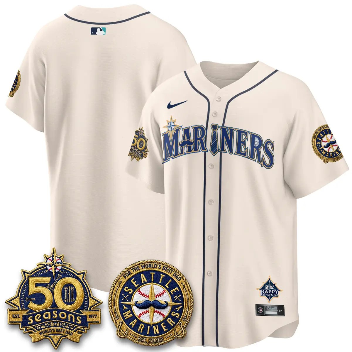 Seattle Mariners Happy Father's Day Vapor Jersey - Stitched by Seattle Mariners