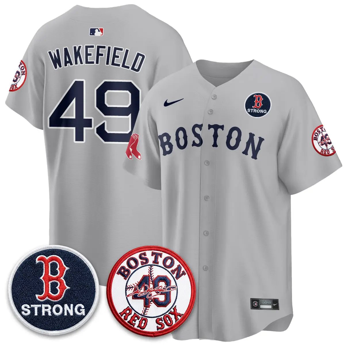 BOS Tim Wakefield Memorial Patch Vaper Premier Limited Jersey - All Stitched V2 by Boston Red Sox