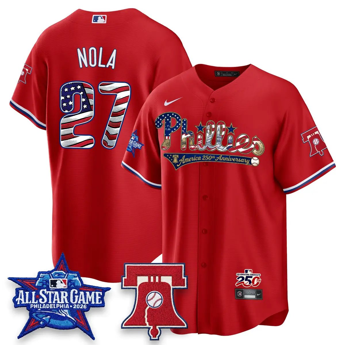 2026 USA 250 All Star Game Vapor Limited Pinstripe Jersey - Stitched by Philadelphia Phillies