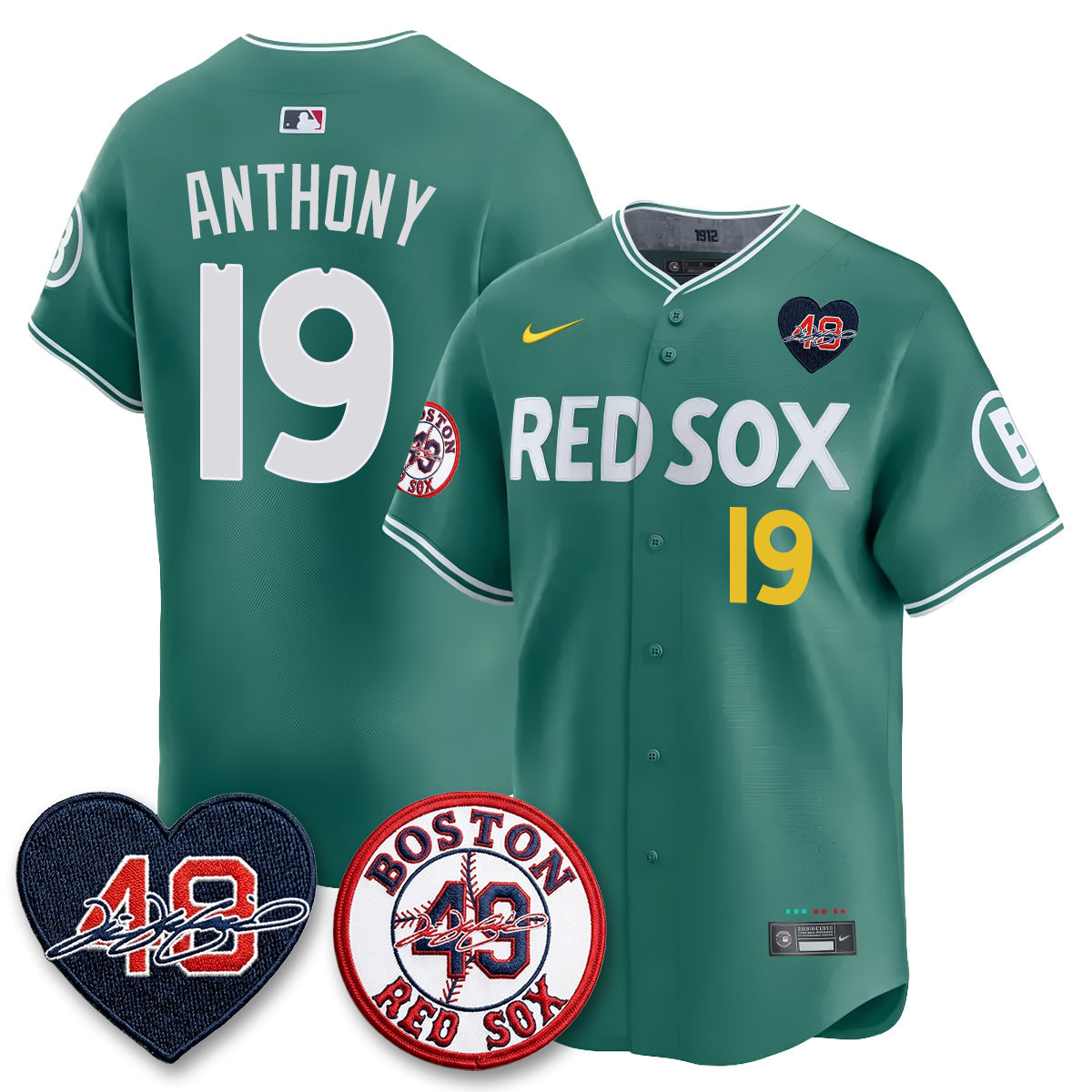 BOS Tim Wakefield Memorial Patch Vaper Premier Limited Gold Jersey - All Stitched by Boston Red Sox