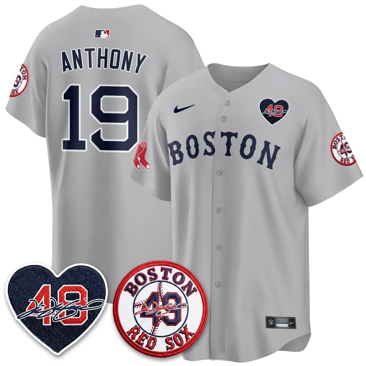 BOS Tim Wakefield Memorial Patch Vaper Premier Limited Gold Jersey - All Stitched by Boston Red Sox