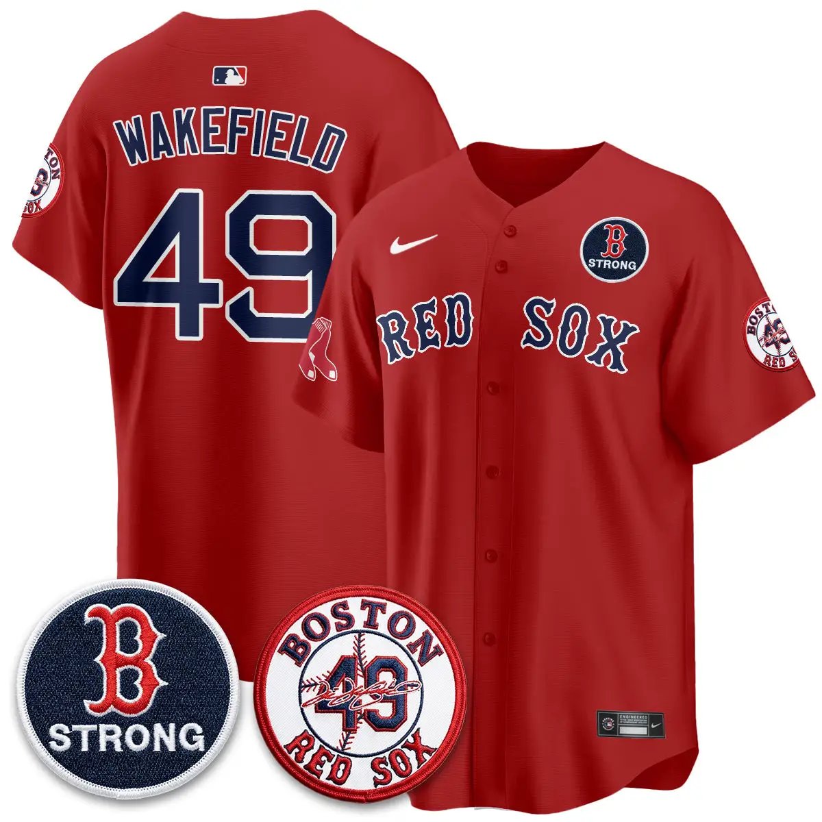 BOS Tim Wakefield Memorial Patch Vaper Premier Limited Jersey - All Stitched V2 by Boston Red Sox
