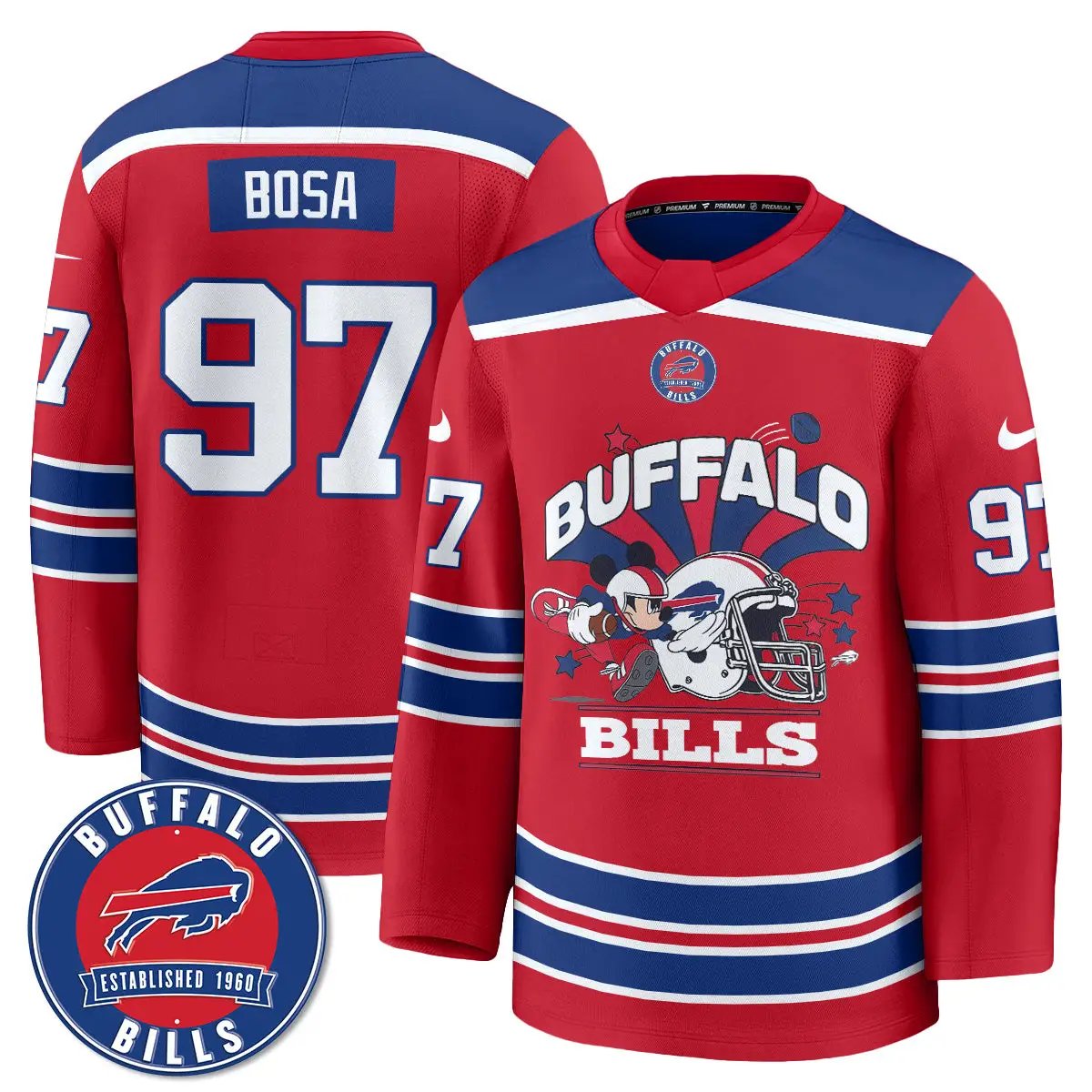 BUF x Cartoon Mouse Edition Hockey Jersey - Printed by Buffalo Bills