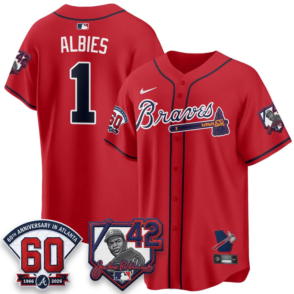 ATL 2026 Jackie Robinson Day Vapor Limited Red Jersey - All Stitched by Atlanta Braves