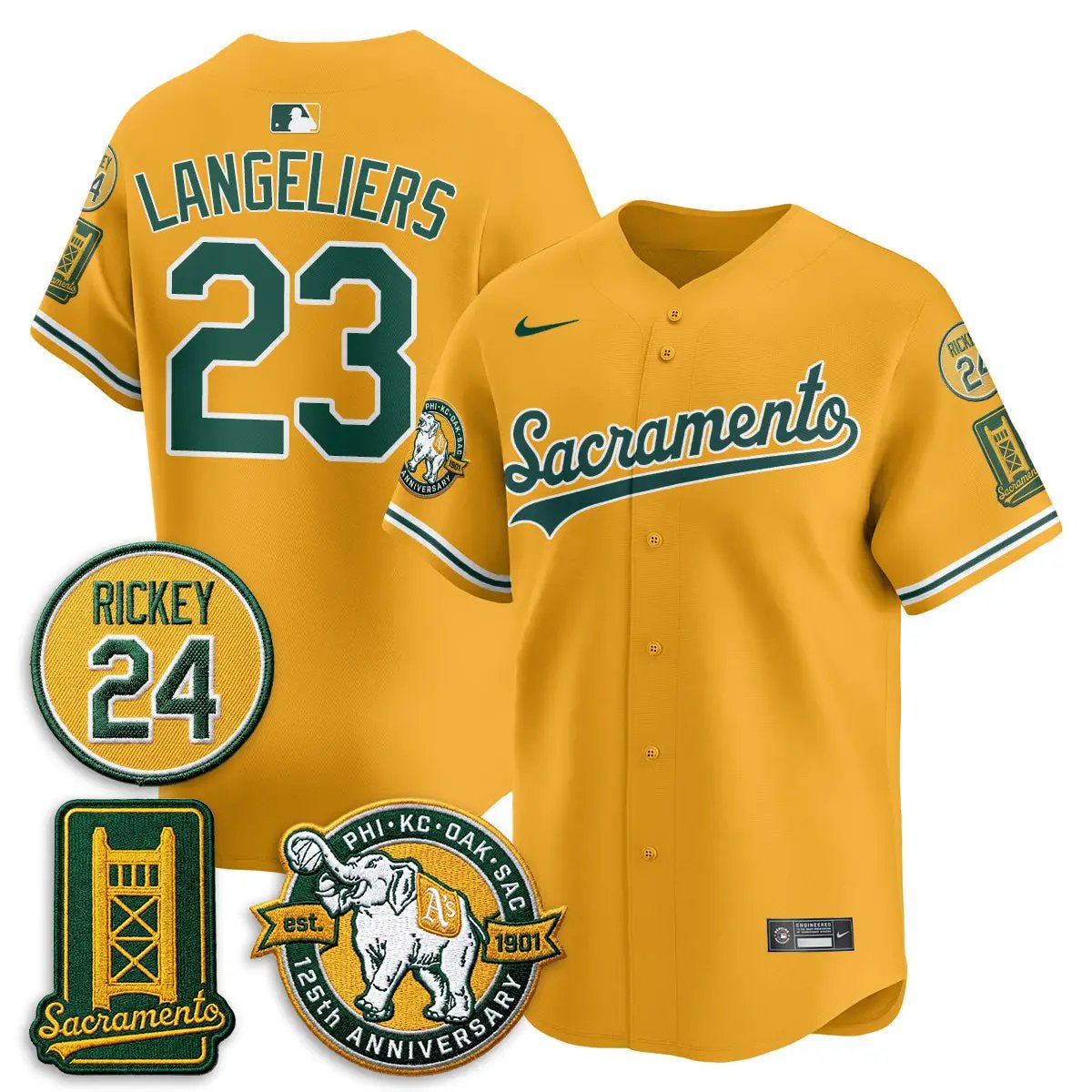 OAK 2026 Alternate Sacramento - Celebrating 125 Years - Limited Vapor Green Jersey - All Stitched by Oakland Athletics