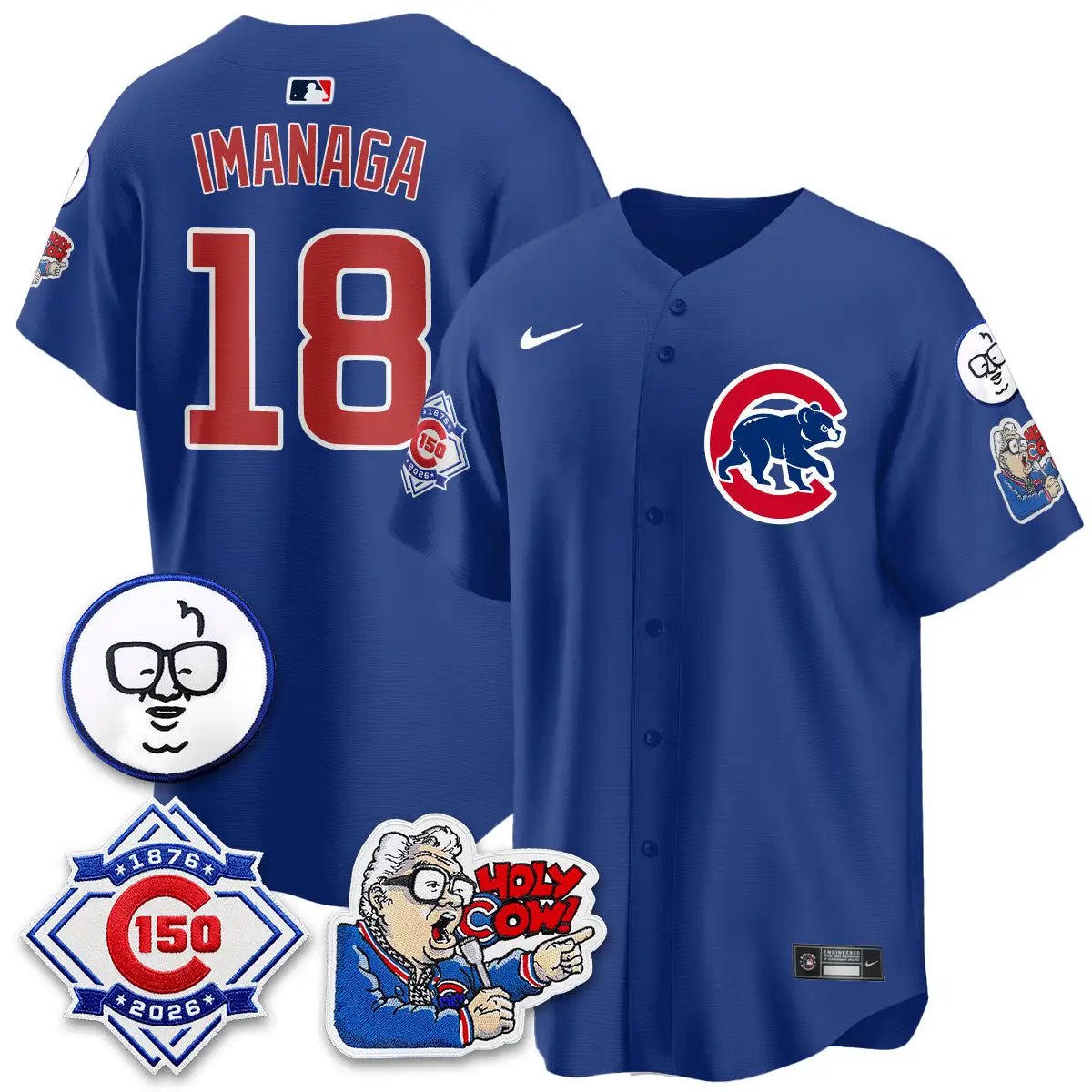 Chicago Cubs 150th Anniversary Harry Caray Holy Cow Vapor Premier Limited Jersey - All Stitched V2 by Chicago Cubs