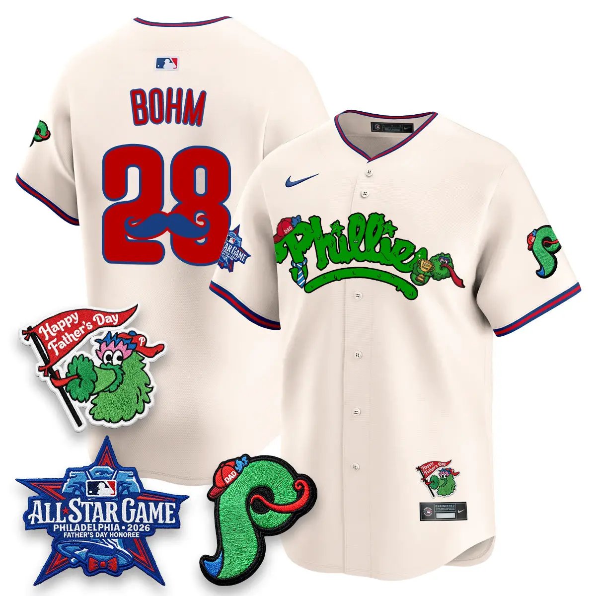PHI Happy Father's Day Vapor Jersey - Stitched by Philadelphia Phillies
