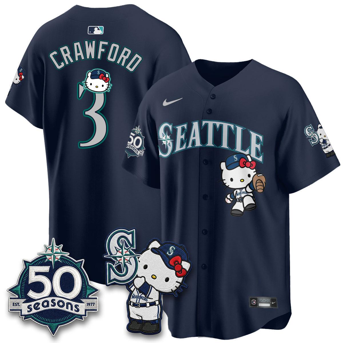 SEA x Meow KT Night Limited Jersey - All Stitched V2 by Seattle Mariners