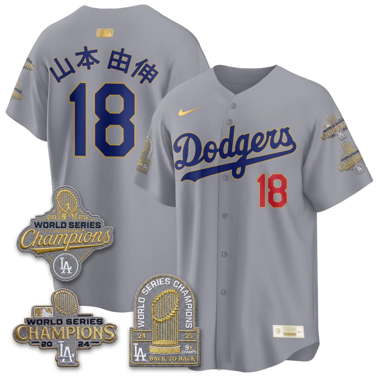 Los Angeles Dodgers Gold Collection Stadium Vapor Limited Jersey - Back to Back 9x Champs - All Stitched by Los Angeles Dodgers