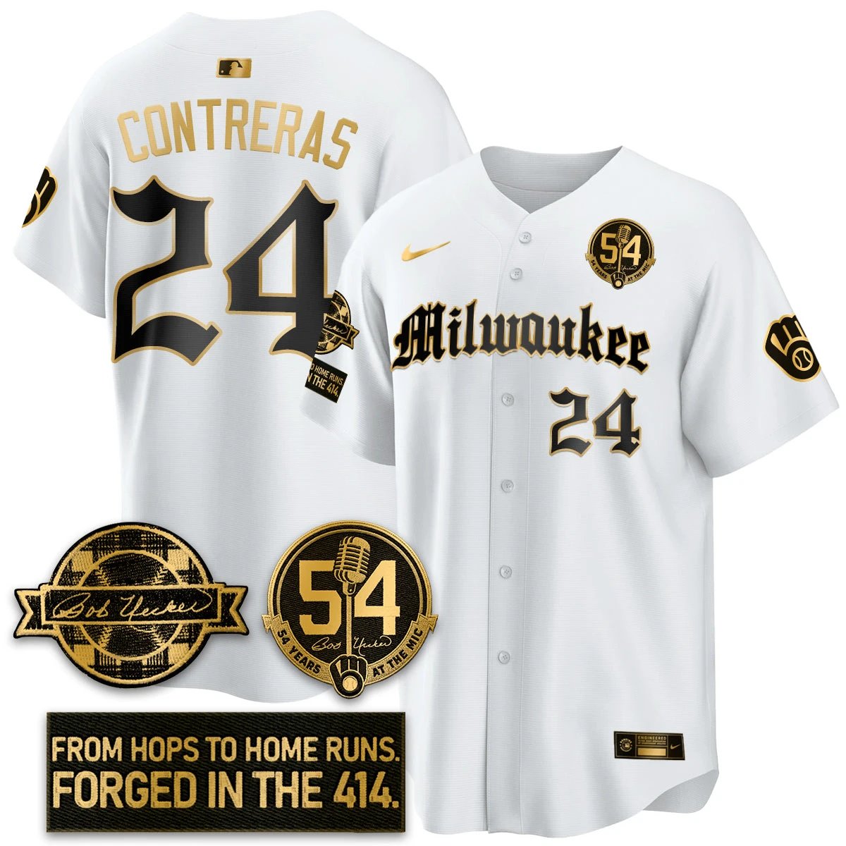 MIL Bob Uecker Patch Vapor Premier Limited Jersey - Gothic Edition - All Stitched by Milwaukee Brewers