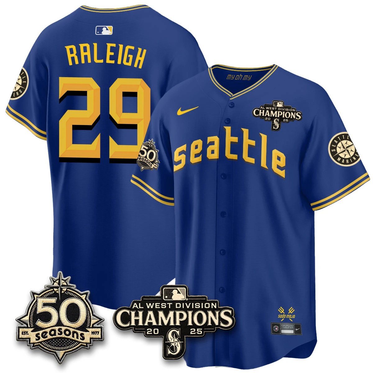 Seattle Mariners Vapor Premier Limited Jersey - 50th Anniversary & AL West Division Champions - Steelheads Community Funds - All Stitched by Seattle Mariners