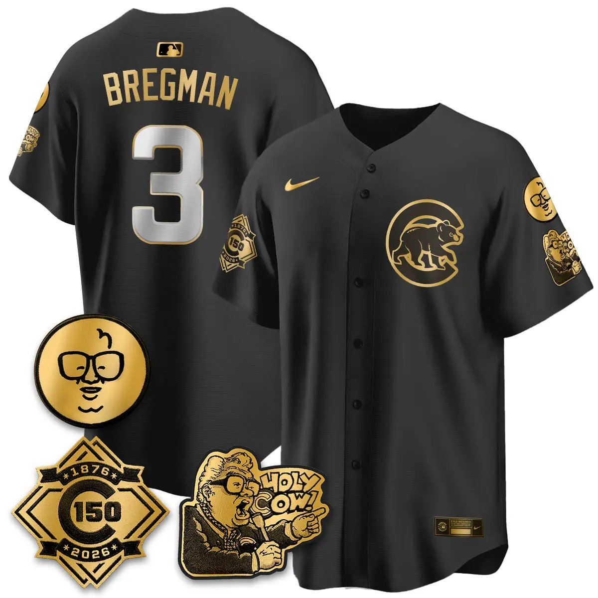 CHC 150th Anniversary Harry Caray Holy Cow Vapor Premier Limited Jersey - All Stitched V3 by Chicago Cubs