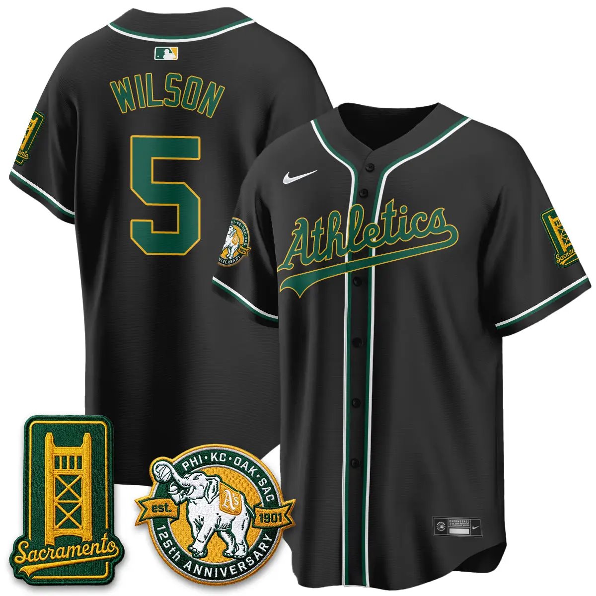 Oakland Athletics 2026 Black Out Style - Celebrating 125 Years - Limited Vapor Jersey - All Stitched by Oakland Athletics