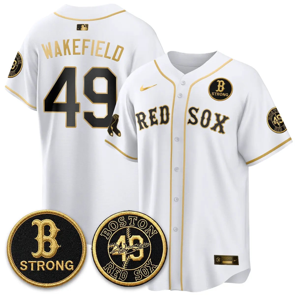 BOS Tim Wakefield Memorial Patch Vaper Premier Limited Jersey - All Stitched V2 by Boston Red Sox