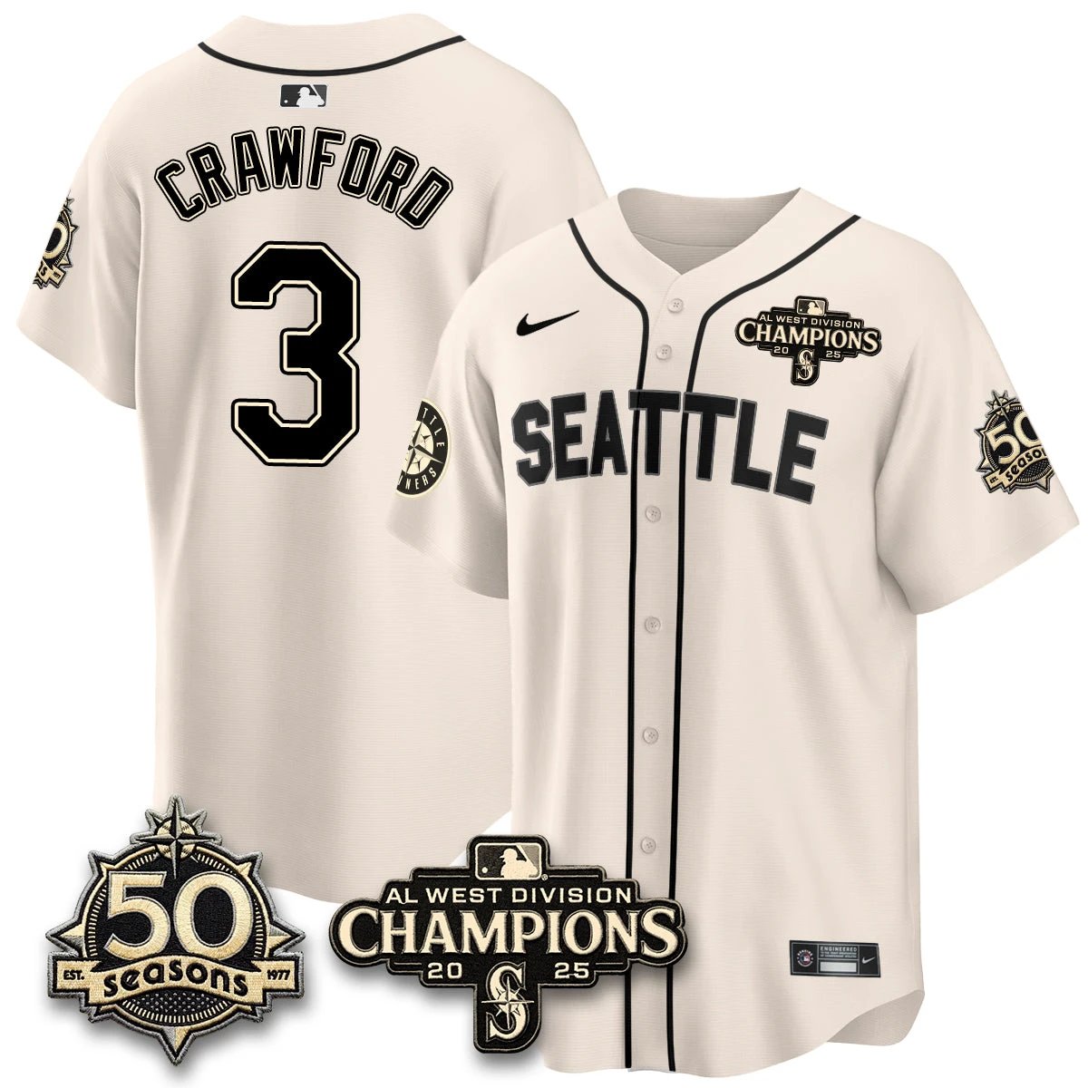 Seattle Mariners Vapor Premier Limited Jersey - 50th Anniversary & AL West Division Champions - Steelheads Community Funds - All Stitched by Seattle Mariners