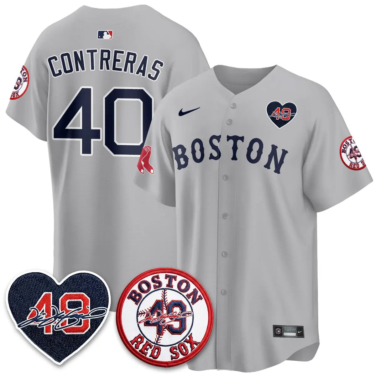 BOS Tim Wakefield Memorial Patch Vaper Premier Limited Gold Jersey - All Stitched by Boston Red Sox