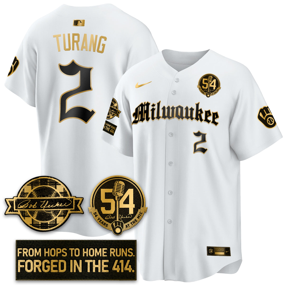 MIL Bob Uecker Patch Vapor Premier Limited Jersey - Gothic Edition - All Stitched by Milwaukee Brewers