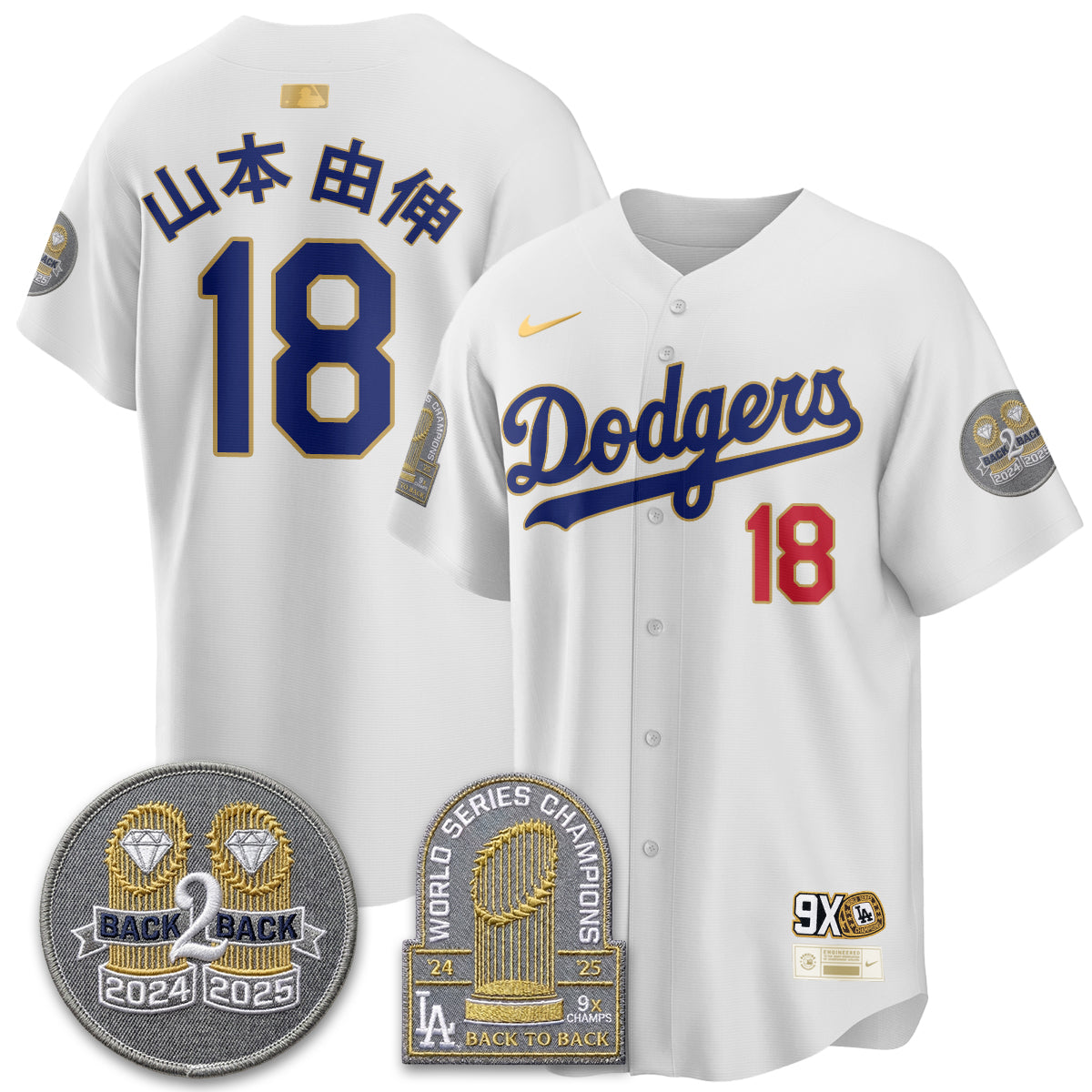 LAD Vapor Limited Jersey - Back to Back Champion - All Stitched by Los Angeles Dodgers