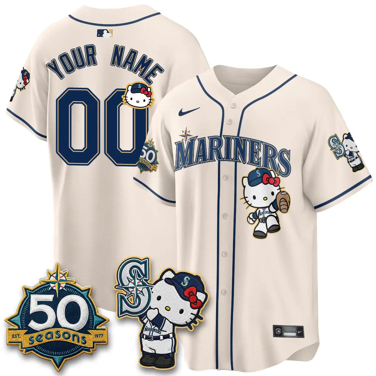 SEA x Meow KT Night Limited Custom Jersey - All Stitched V2 by Seattle Mariners