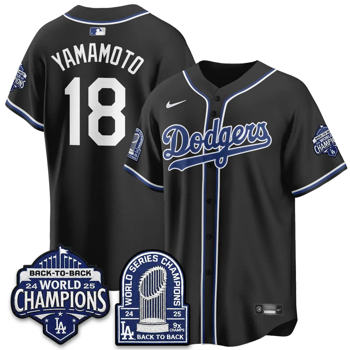 LAD 2026 Black Out Style Vapor Limited Jersey - B2B Champs - All Stitched by Los Angeles Dodgers