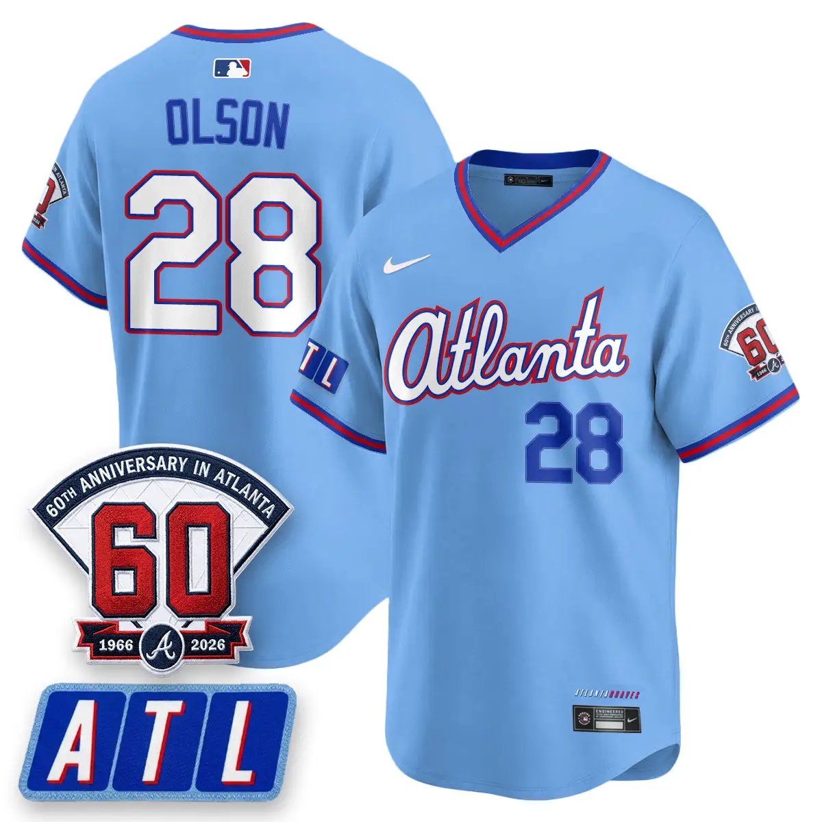 ATL 2026 City Connect - 60th Anniversary in Atlanta Patch Vapor Limited Jersey - All Stitched by Atlanta Braves