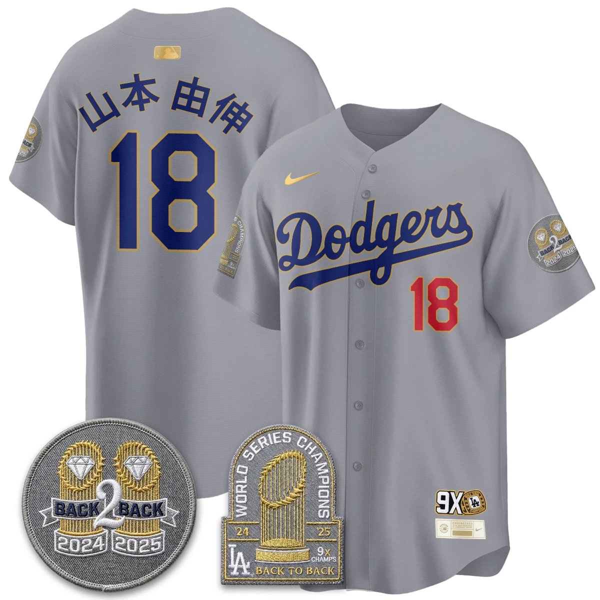LAD Vapor Limited Jersey - Back to Back Champion - All Stitched by Los Angeles Dodgers
