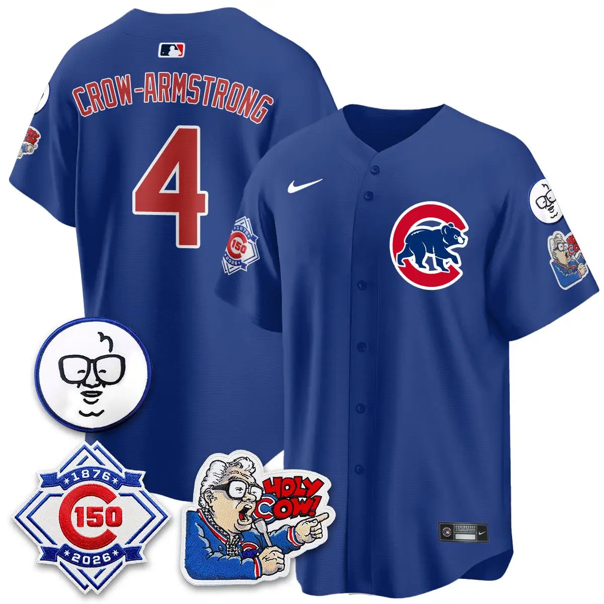 Chicago Cubs 150th Anniversary Harry Caray Holy Cow Vapor Premier Limited Jersey - All Stitched V2 by Chicago Cubs