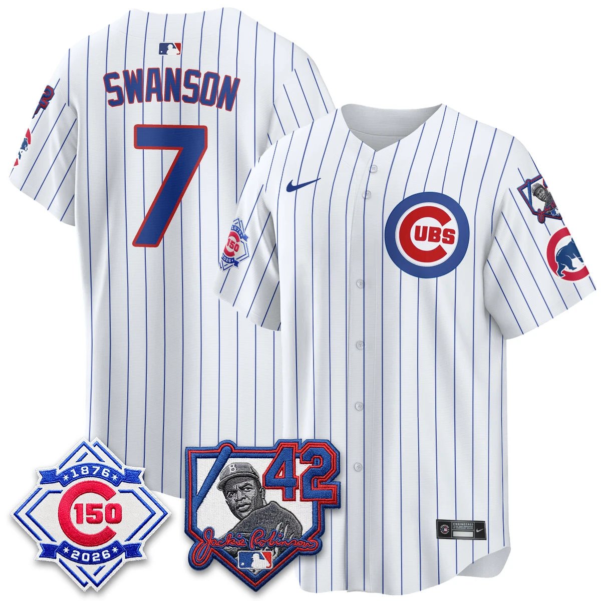 Chicago Cubs 150th Anniversary & Jackie Robinson Day Patch Vapor Premier Limited Jersey - All Stitched by Chicago Cubs