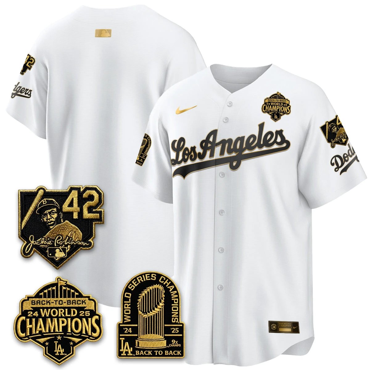 Los Angeles Dodgers 2026 New Era Gold Collection Vapor Limited Jersey - B2B Champs - All Stitched by Los Angeles Dodgers