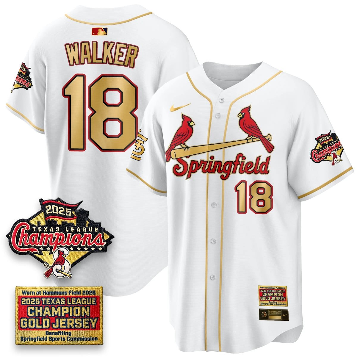 St. Louis Cardinals Springfield's Championship Gold Limited Jerseys - All Stitched by St. Louis Cardinals