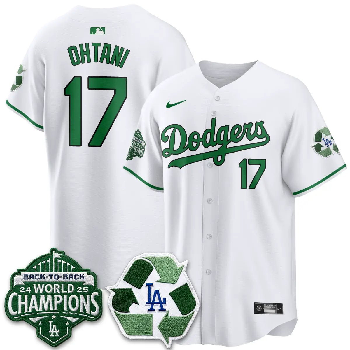 LAD Happy Earth Day Vapor Jersey -All Stitched by Los Angeles Dodgers