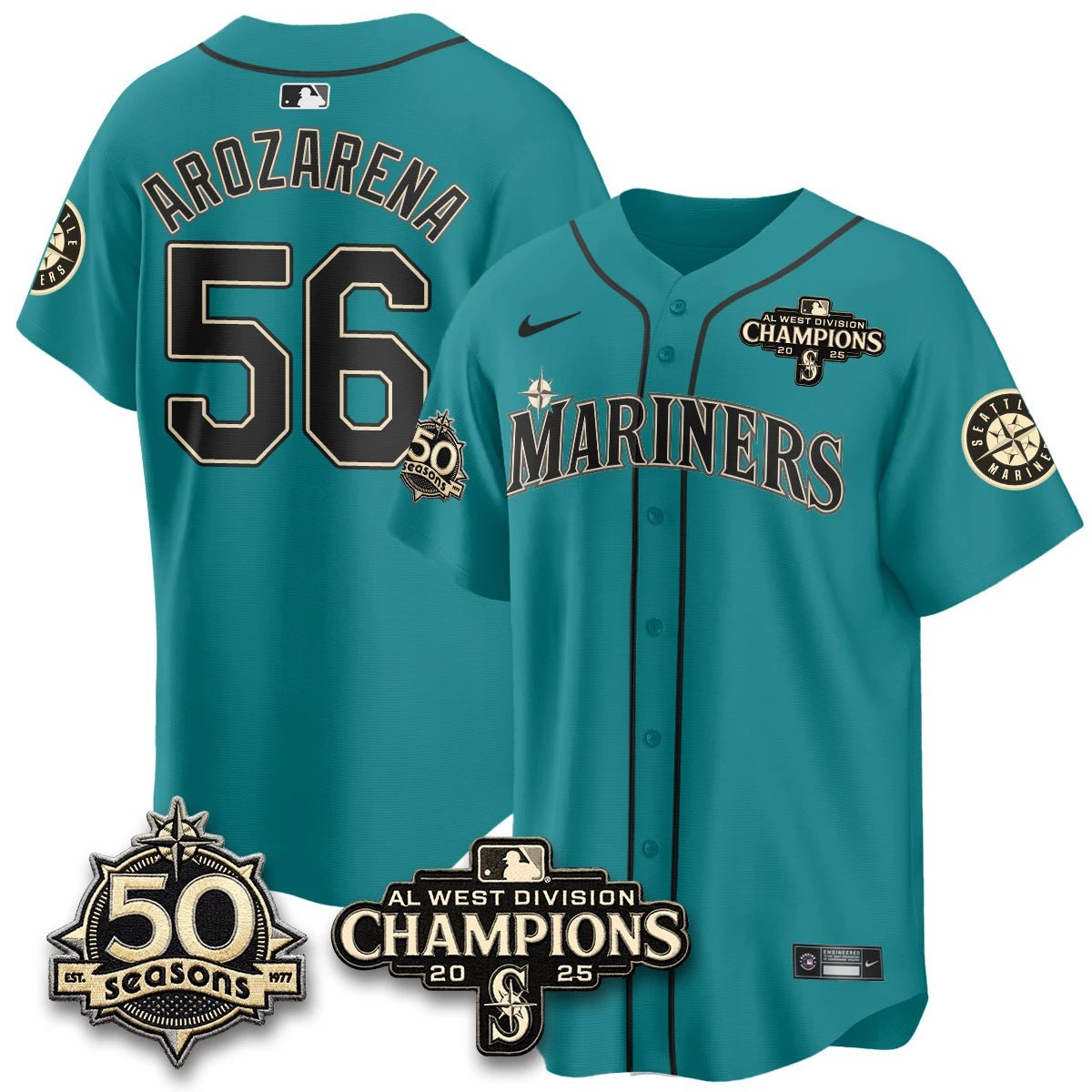 Seattle Mariners Vapor Premier Limited Jersey - 50th Anniversary & AL West Division Champions - Steelheads Community Funds - All Stitched by Seattle Mariners